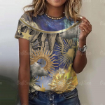 Uus T-s&auml;rk naistele Suvine t&auml;navamood l&uuml;hikeste varrukatega T-s&auml;rk, vabaaja mustriga prinditud &uuml;lisuur Y2k riietus Naiste T-s&auml;rk 4XL