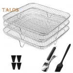 1 komplekt roostevabast terasest kuivatusrest Kolmekihiline virnastatav ruudukujuline n&otilde;udepesumasinas ohutu r&ouml;stimisaurutusrest K&ouml;&ouml;gifrit&uuml;&uuml;ri tarvikud Square