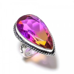 Bi-Color Tourmaline Gemstone Handmade 925 Sterling Silver Gift Ring Size 8 i2c51
