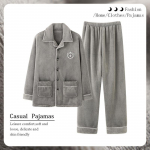 Meeste s&uuml;gis- ja talvine ka&scaron;miirist paksud soojad pidžaamad noortele ja keskealistele pikkade varrukatega suure suurusega korall-sameti komplekt XL parkkoor