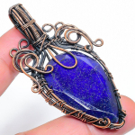 Sapphire Natural Gemstone Handmade Copper Wire Wrap Pendant 2.76 w9m01