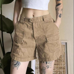Y2k Vintage Streetwear Cargo Denim L&uuml;hikesed P&uuml;ksid Naised Ameerika Retro Harajuku &Uuml;hev&auml;rvilised Lahtised Teksad Vabaaja Tasku 2024 Suvi &Scaron;ikk 5XL khaki