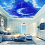 Fantaasia Kuu taevasinine pilve lae 3d seinamaaling elutoa magamistoa seinakaunistuse tapeet 200 cm(W) x 140 cm(H)