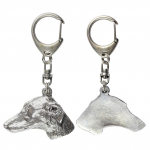 Azawakh, Tuareg Sloughi - Silver-plated key ring with a dog in a gift box, handbag decoration, backpack pendant by Art-Dog brand