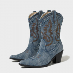 Eilyken Talvine T&auml;navastiil DENIM Terava Otsaga Pahkluusaapad Naistele Disain Tikand L&auml;&auml;nelik Ruudukujuline K&otilde;rge Kontsaga Kingad Zapatos Mujer 35 tumesinine v&auml;rv