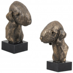 Bedlington Terrier, Rothbury Terrier, Rodbery Terrier - Dog statue, bust on stone base, sculpture, trophy for dog show by Art-Dog brand pruun