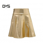 Naiste Klubi Seelik L&auml;ikiv Pind Kunstnahk A-l&otilde;ik Vaba &Auml;&auml;r Elastne V&ouml;&ouml;koht K&otilde;rge V&ouml;&ouml;koht Plisseeritud Pehme Esitlus Kokteilipidu Miniseelik M kuldne