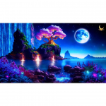 Uus maastik Lake Moon 5D teemantmaal Pilt suur maastik isetegemine t&auml;ismosaiigiga tikitud maastikuga seinakaunistus Full Round 50x100CM