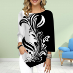 Naiste kolme neljandiku varrukatega &uuml;mmarguse kaelusega T-s&auml;rk lahtised s&auml;rgid vabaaja k&otilde;verate okste ja lehtedega T-s&auml;rgid XL