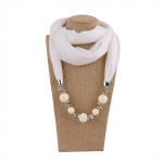 Imeilusad helmed, &uuml;mmargune r&otilde;ngassall, naiste salli tarvikud, kaelakee, etnilise stiiliga sall One Size valge