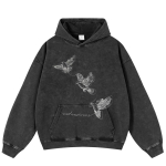 Streetwear Tuvid Graafiline Pesumasinas Must &Uuml;le suurusega Unisex Y2K Huppar S must