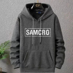 Sons of Anarchy SAMCRO Kahepoolse tr&uuml;kiga t&auml;navar&otilde;ivad, mehed, naised, Harajuku kaubam&auml;rgiga disainitud kapuuts Meeste &uuml;lisuured kapuutsid Pusa 3XL hall