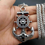 Chiba retro paadiankur kaelakee meestele, moekas ja domineeriv trend, piraadi ripats, rippuvad aksessuaarid 3*7CM h&otilde;be