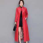 S&uuml;gisene kunstnahast trent&scaron;mantel naistele, kaherealine elegantne luksuslik mantel XS punane