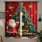 2 tk Komplekt Kuldne J&otilde;ulupalliga Prinditud Kardinad - Tunneliga Disain Lihtsaks Riputamiseks, Ideaalne K&ouml;&ouml;ki, Magamistuppa ja Elutuppa (W50H130cm)-2pcs&Grommet Top black