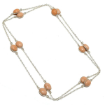 Peach Chalcedony handmade 925 Sterling Silver Jewelry Necklace 36 M2O47