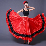 Swing karnevalipidu ballisaal K&otilde;hutantsukost&uuml;&uuml;mid Kleit Naine Hispaania Flamenko Seelik Pol&uuml;ester Satiin Sile Suur 90cm