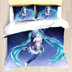 Hatsune Miku Anime 100% pol&uuml;ester voodipesukomplekt tekikottide komplekt tr&uuml;kitud koomiks kodukujundus EU single(135x200cm)