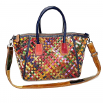 Moodne Nahast Naiste Kott Stiil Retro K&auml;sitsi Kootud V&auml;rviline K&auml;ekott Messenger Bag mitmev&auml;rviline