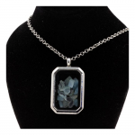 Collier - Pierres et Min&eacute;raux - Aigue-Marine brut - Rectangle &agrave; pans coup&eacute;s - Acier inoxydable - Mixte
