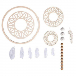 Kit attrape r&ecirc;ves grand format 74 cm - Disque bois &oslash; 18 cm, perles, ficelle, plumes