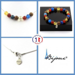 Pierres et Min&eacute;raux. Parure bijoux Bracelet Collier Perles bois + Agate Rouge + Agate Taille personnalisable.