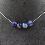 Pierres et Min&eacute;raux. Collier 4 perles Lapis Lazuli du Pakistan qualit&eacute; 5A 8 mm. Chaine en Collier femmes, hommes. Taille personnali