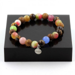 Bracelet Perles Oeil de Tigre + Tourmaline multicolore + Tourmaline melon d'eau + Bois 8 mm