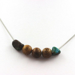 Collier - A Bijoux - Perles bois 8 mm - Chrysocolle USA - Cha&icirc;ne acier inoxydable - Mixte