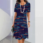 Suvised naisteriided l&uuml;hikeste varrukatega kleidid ebakorrap&auml;raselt prinditud pikk kleit 3d retro stiilis naisteriided lahtised &uuml;mara kaelusega pullover 3XL