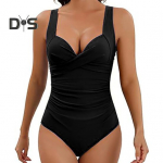 Naiste Monokini V-kaelusega Sling varrukateta &uuml;hes t&uuml;kis ujumistrikoo reguleeritavate vedrudega seljata k&otilde;rge v&ouml;&ouml;kohaga ujumisriided S heleroheline v&auml;rv