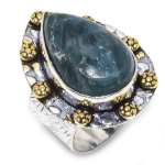 Neon Blue Apatite 925 Sterling Silver Gift Two Tone Ring Size 7.5 g5u31