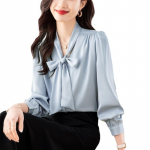 Spring French Design Niche Top Chic V&auml;ike s&auml;rk Streamer Temperament S&auml;rk Naiste Bow pikkade varrukatega s&auml;rk S