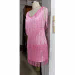 Naiste Dž&auml;ss Ladina Tantsu Leotard Rumba Kaela Tutid S&auml;ravad Litrid Narmastega Kleit Tantsuriietus XL roosa