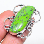 Copper Green Turquoise Handmade 925 Sterling Silver Jewelry Ring Size 6 r8b83