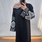 Eid Muslimi Abaya Naiste Peokleidid Tikandiga Kaftan Araabia Pikk R&uuml;&uuml; Islam Ramadan Dubai Abayad Vestidos Maroko Jalabiya XXL must