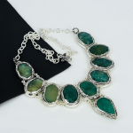 H&auml;mmastav smaragdist kalliskivi k&auml;sit&ouml;&ouml;na valmistatud 925 sterlingh&otilde;bedast elektrovormitud kaelakee, smaragdroheline h&otilde;bedane kaelakee naisele, unisex kaelakee, emadep&auml;eva kingitused 20" roheline