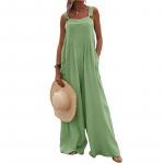 Uued suvised naiste Bohemian Sling Jumpsuit lahtised mugavad laia s&auml;&auml;rega p&uuml;ksid, t&auml;isn&ouml;&ouml;biga p&uuml;ksid S armee roheline v&auml;rv