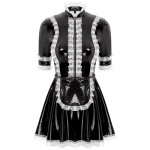 Naiste PVC-nahast pits&auml;&auml;rega neiu kleit koos p&otilde;llega Anime Cosplay rollim&auml;ngu kost&uuml;&uuml;m M must