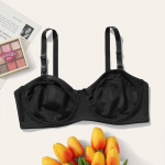 Naiste pluss suuruses must kaarega rinnahoidja mugav hingav C D pooliku korviga push-up aluspesu demi-rinnahoidjad 90D must