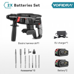 Yofidra 26MM Harjadeta Elektripuur L&ouml;&ouml;kpuur L&ouml;&ouml;kvasar Multifunktsionaalne Juhtmeta P&ouml;&ouml;rlev T&ouml;&ouml;riist Sobib Makita 18V Aku Pin-ile 2Xbattery option 6
