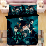 Demon Slayer Voodipesukomplektid Multikas Tekikate Voodipesu Poistele Lastele &Uuml;he- ja Kahekohaline Suurus Pehme Voodipesu Kodu Kaunistus Anime Tekk AU Single(140x210cm)