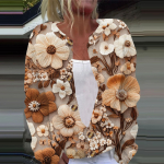 Naiste vabaajamood retro lillemustriga pikkade varrukatega kardiganist n&ouml;&ouml;biga jakk M