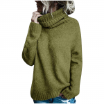 Womens Fashion Solid Long Sleeve Sweater Loose Turtleneck knitting Sweater XL