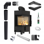 Fireplace Insert Fireplace KRATKI LUCY Left 12 kW diameter 200 Mounting Kit