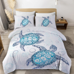 Mereloomade tekikottide komplekt Kilpkonnapildiga Voodipesukomplektid Kuninganna suurus 3D Suurep&auml;rane luksuslik teki kattekomplekt Mereliigi tekikatte EU single(135x200cm) gray