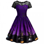 Naiste l&uuml;hikeste varrukatega Halloweeni retropitsist vintage kleit Line Swing kleit 2XL