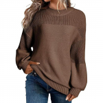 Naiste pikkade varrukatega talvine kampsun Kampsun Kootud pullover &Uuml;mara kaelusega kampsun Pullover Kootud kampsun L kohv