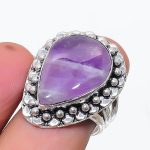 Natural Sage Amethyst Gemstone 925 Sterling Silver Jewelry Ring Size 8 t6t35