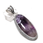 Chevron Amethyst Gemstone Handmade 925 Sterling Silver Pendant 2.40 g1v58